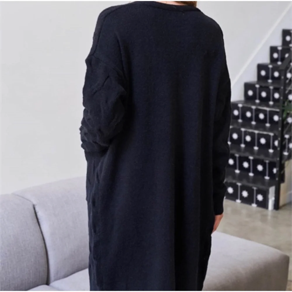 1 LEFT! Open Front Long Sleeve Soft Tight Knit Black Women's Cardigan - Picture 6 of 12